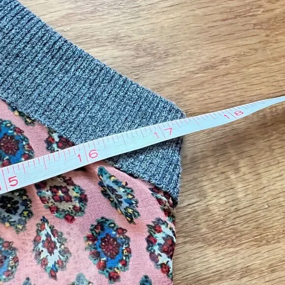 Gimmicks by BKE Pieced Vest Size M Lace Back Linen Printed Multicolor - Picture 8 of 10